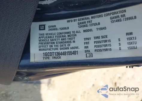 2004 Chevrolet Colorado Ls z USA, uszkodzony, nr VIN 1GCDT136448155401